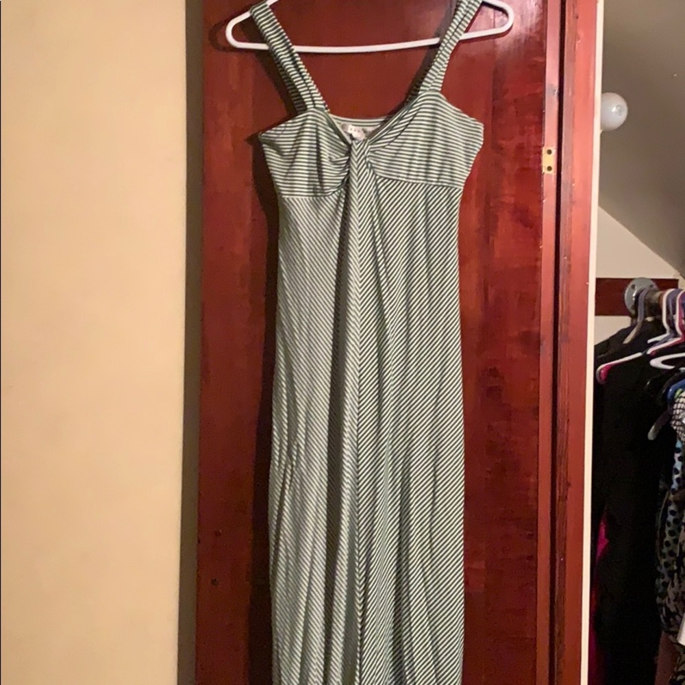 Maxi green and white striped dress